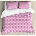 thumbnail image 1 of Damask Duvet Cover Set King Size, Monochrome Modernized Victorian Inspired Floral Ornamented Print, Decorative 3 Piece Bedding Set with 2 Pillow Shams, Pale Fuchsia and Pale Mauve, by Ambesonne, 1 of 3