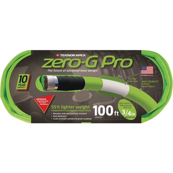 zero-G Pro, 4300-100, Lightweight, Ultra Flexible, Durable, Kink-Resistant Garden Hose, 3/4" x 100', Green