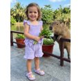thumbnail image 4 of BemeyourBBs Toddler Baby Girls Summer Clothes Cotton Linen 2 Pieces Outfit Cute Bow Print Flying Sleeve Smocked Tank Tops with Ruffle Shorts Set, 4 of 9