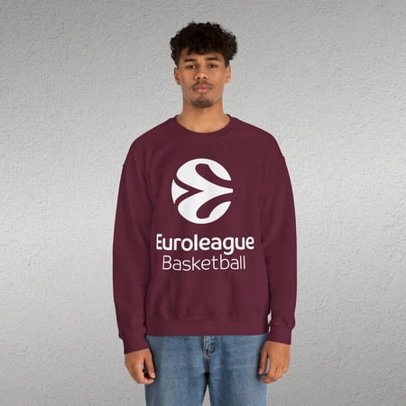 Euroleague Basketball Logo sweatshirt, Casual Basketball Tee,Black-White European Basketball Shirt.