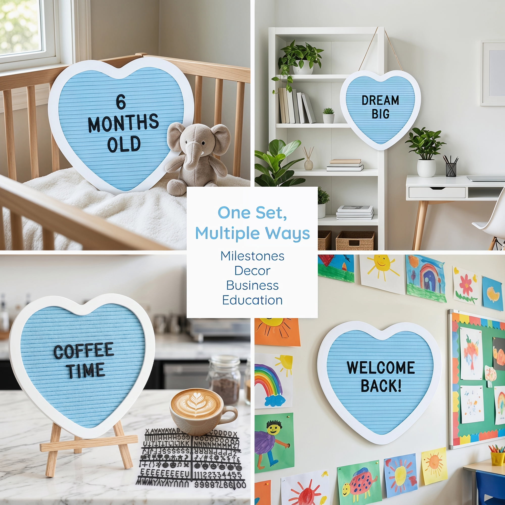 Unique Bargains Heart Shaped Message Board for Decor Gift Blue1 10.23"L x 10.03 x 10.2"H