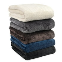24 pack Trail maker 60”L x 50”W Chenille 250 GSM Throw Blankets in Black, Gray, Navy Blue, Beige and Brown
