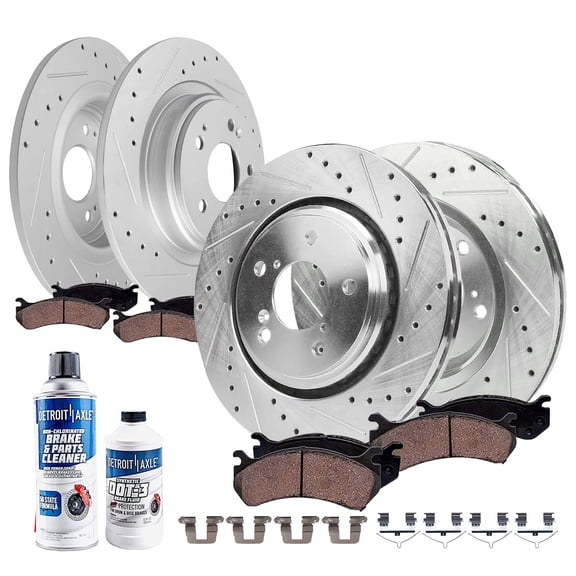 Detroit Axle - 3.5L Brake Kit for 2017-2020 Acura MDX [Base, SH-AWD], Drilled and Slotted Brake Rotors Ceramic Brake Pads 2018 2019: 12.60" Front and 12.98" Rear Rotor