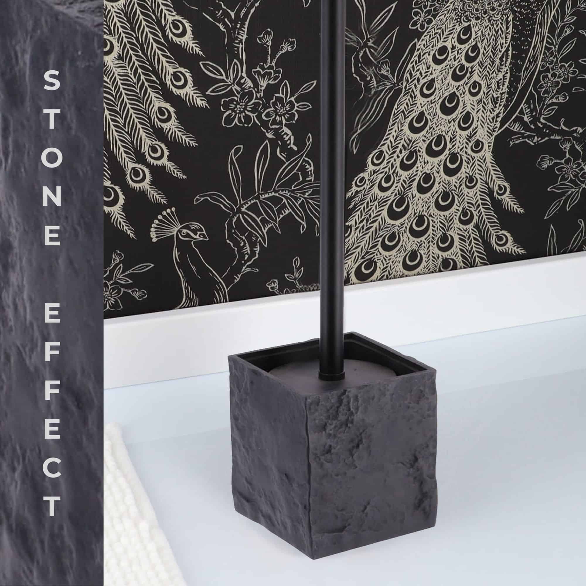 Evideco French Home Goods Stone Commercial Stone Black Toilet Brush & Holder Set with Toilet Brush, Black