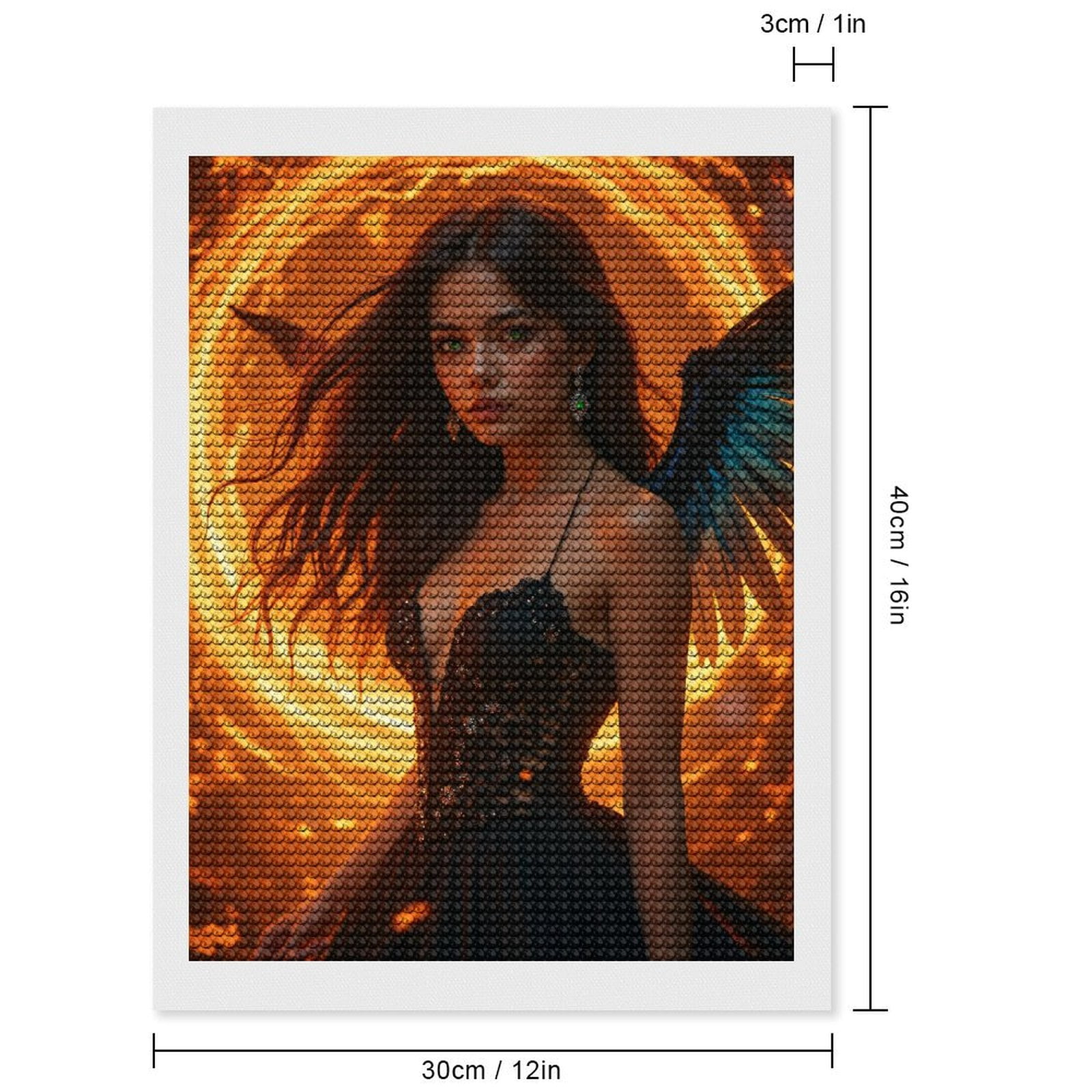 Diamond Art Kits for Adults, Dark Angel Fiery Wings 5D Diamond Painting Kits for Adults Beginners, DIY Full Drill Diamond Painting, Gem Art and Crafts 12x16