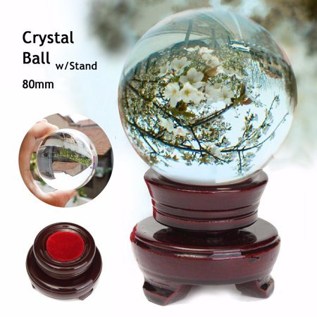 Natural Amethyst Quartz Sphere - 80mm Clear Asian Natural Quartz Magic Crystal Healing Ball Sphere with Stand Home Decor Gift