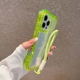 thumbnail image 5 of For iPhone 16 Pro Max Clear Phone Case,3-in-1 Heavy Duty Protection,With Wrist Strap,Transparent Back,Shockproof Bumper Military Drop Protection Anti-Scratch Rugged Phone Case,Green, 5 of 10
