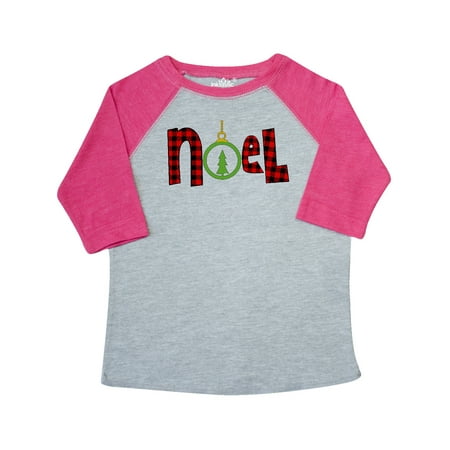 

Inktastic Noel in Red Plaid with Christmas Tree Ornament Gift Toddler Boy or Toddler Girl T-Shirt