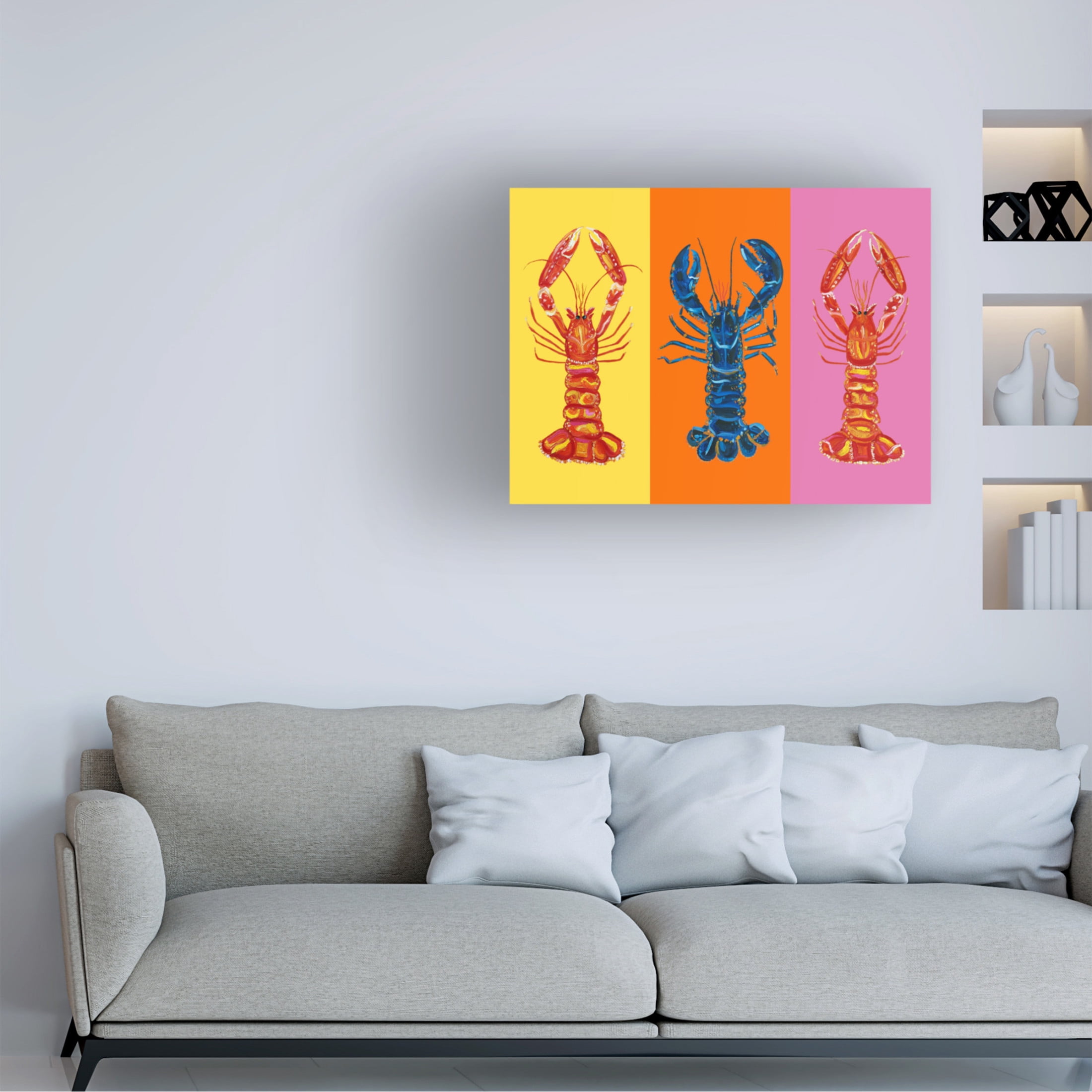 Trademark Fine Art Alice Straker  Lobster Langoustines Pop Art 3 Canvas Wall Art