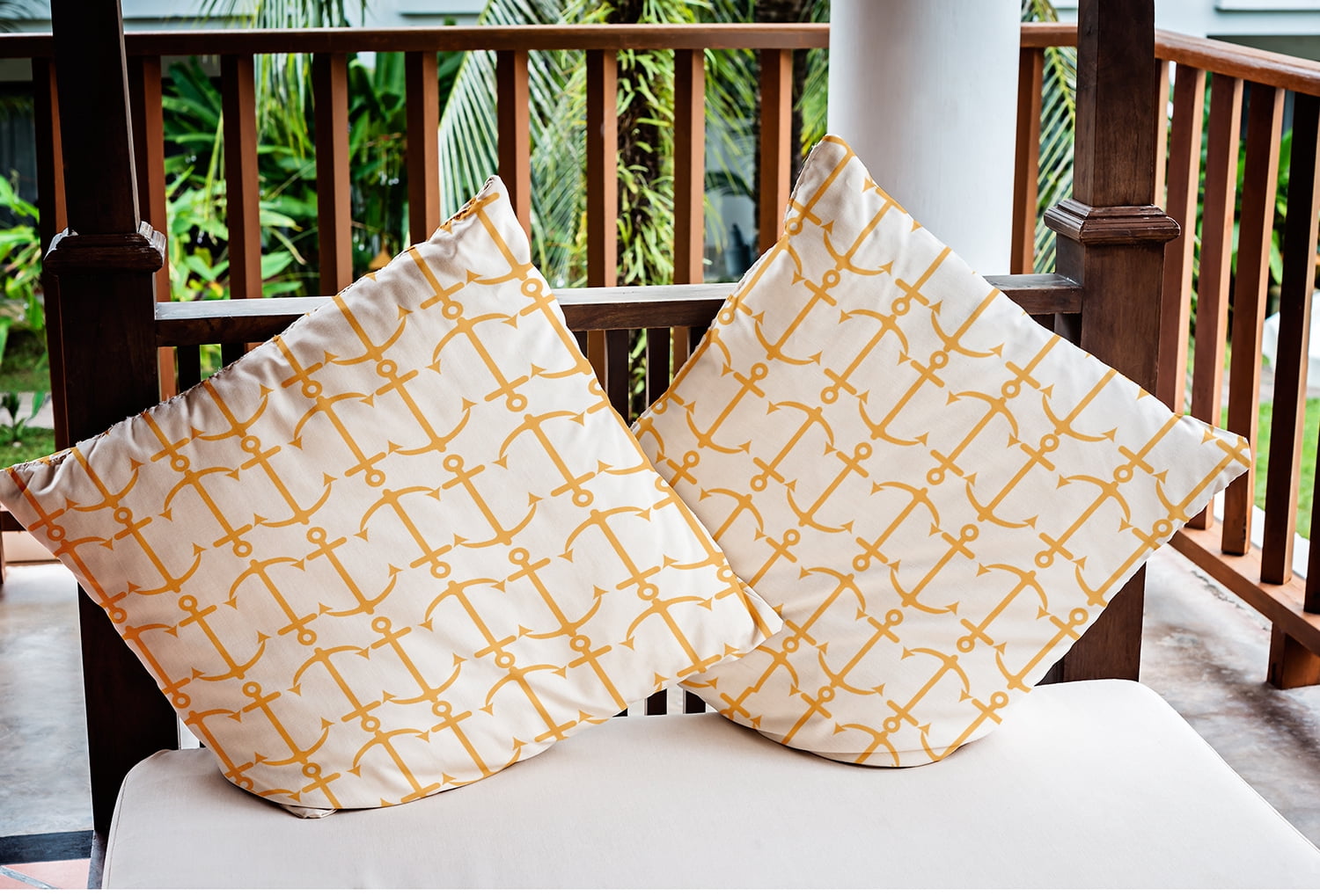 18" x 18" Simply Daisy Anchor Pattern Indoor/Outdoor Pillow, Egg Yolk Yellow Qty 1