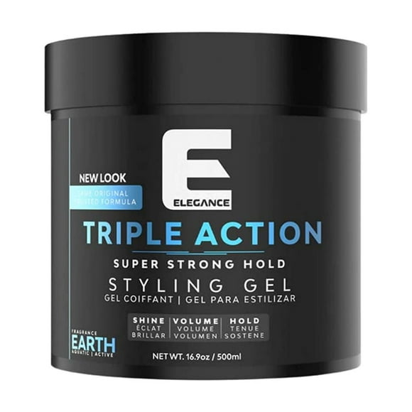 E Elegance Earth Fragrance Gel para el cabello de triple acción para hombres y mujeres - Fijación súper fuerte, volumen extremo y brillo duradero - Fragancia refrescante y sin escamas - Todo tipo de c