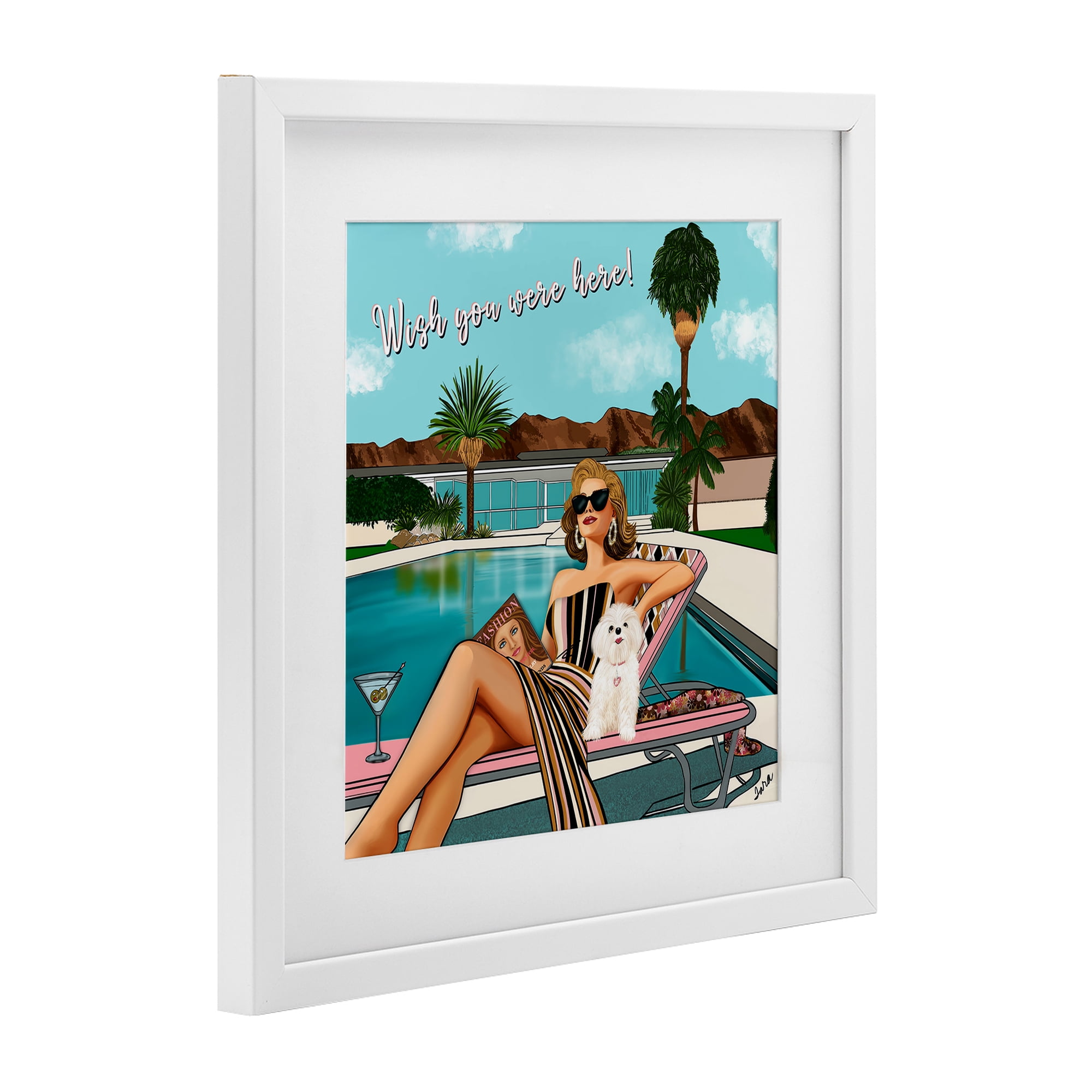 Stupell Industries Wish You Were Here Palm Springs White Framed Print Under Glass, design by Tara Boone