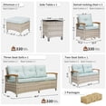 thumbnail image 5 of MEISSALIVVE 7 Pieces Outdoor Patio Furniture Sets, Wicker Patio Conversation Sets with 2 Wood Armrests Swivel Glide Chairs, Outdoor Couch for Deck Yard and Poolside (Blue), 5 of 9