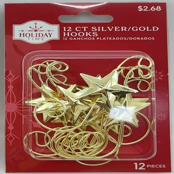 Holiday Time Gold Star Ornament's Hooks.  Ornament Hook Theme. Hook Size: 5.55"H.