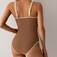 thumbnail image 7 of USSUMA Bestselling Swimsuit Solid Color One Piece Swimsuit Swimwear with Pad Simple Women's Swimsuits for Beach Beige Savings, 7 of 7