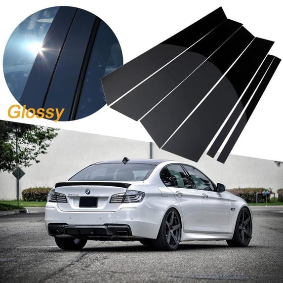 Xotic Tech Glossy Black Car Door Pillar Posts Piano Trim Cover for BMW 5 Series F10 2011-2017