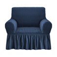 thumbnail image 1 of NIcEEc Funda para Sillón Azul Fundas para Sillón 1 Pieza Funda de Sofá Fácil de Instalar Protector de Muebles Duradero Universal de Alta Estiramiento con Falda Estilo Campestre (1 Plaza Azul Marino), 1 of 5