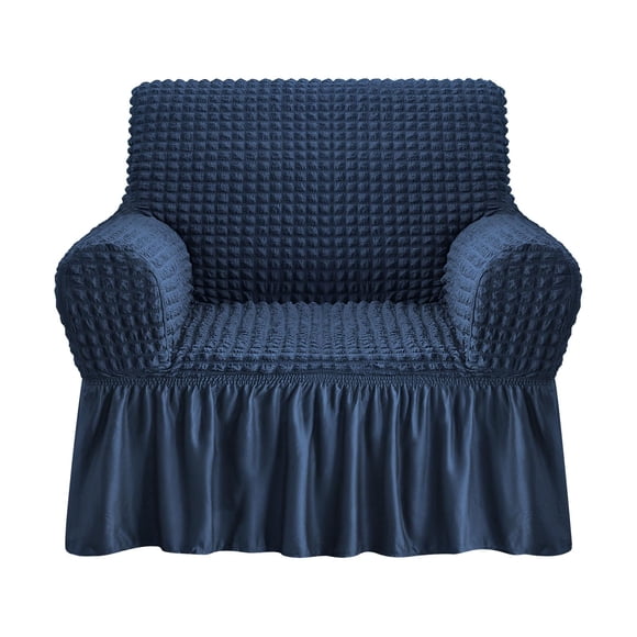 NIcEEc Funda para Sillón Azul Fundas para Sillón 1 Pieza Funda de Sofá Fácil de Instalar Protector de Muebles Duradero Universal de Alta Estiramiento con Falda Estilo Campestre (1 Plaza Azul Marino)