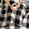 thumbnail image 3 of Elrene Home Fashions Farmhouse Living Buffalo Check Cozy Fringe Blanket Throw for Couch Sofa Bed Everyday 50 x60 Single Black, 3 of 5