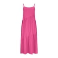 thumbnail image 6 of APEXFWDT Women's Cami Maxi Dress Cotton Linen Loose Pleated Dresses Flowy Beach Long Dress Sun Dress for Vacation,XL,Hot Pink, 6 of 8