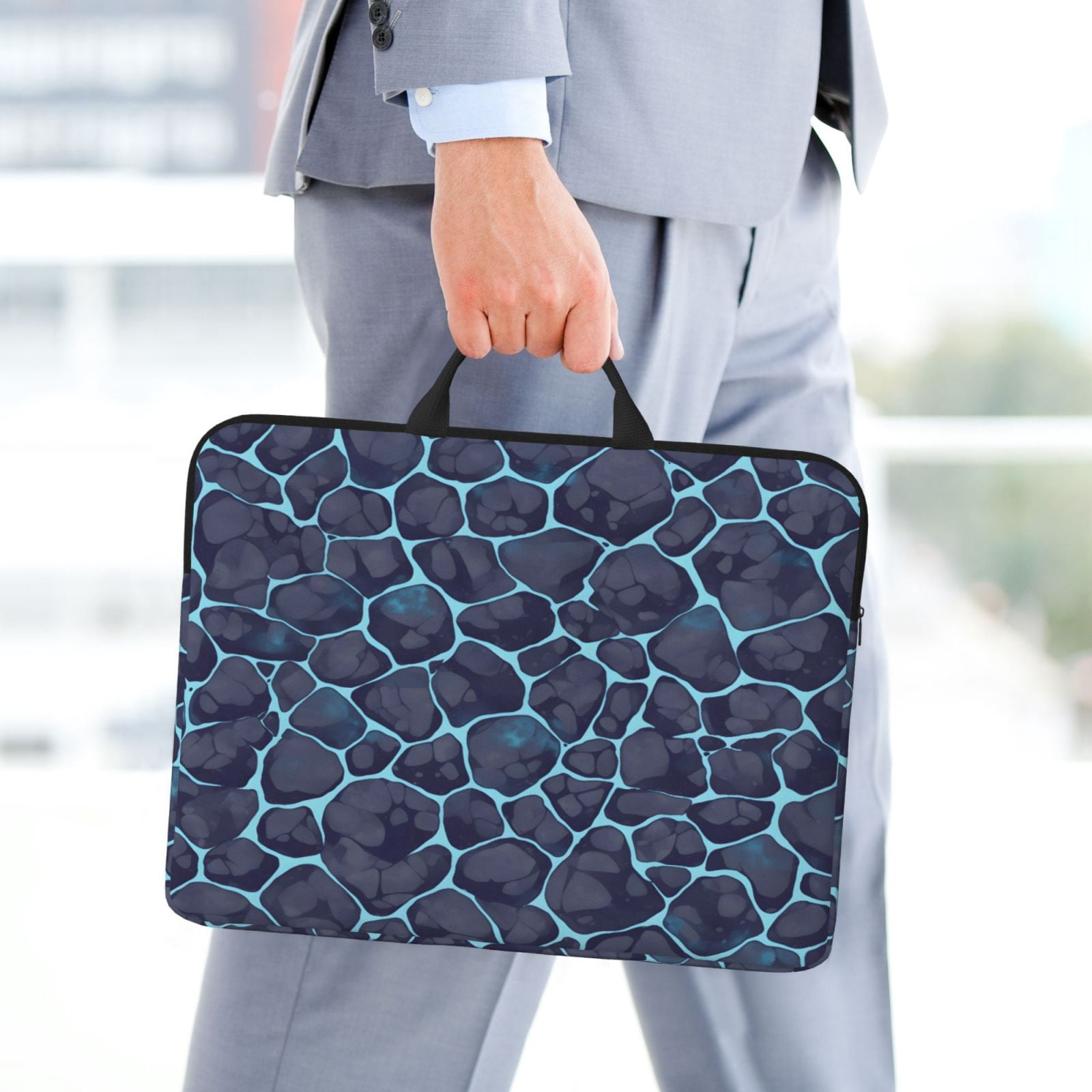Laptop Sleeve Bag For Women Men 14inch Waterproof Durable Protective Computer Carrying Cover Handle Laptop Case Bag Animal Skin Print Style Darkturquoise_3