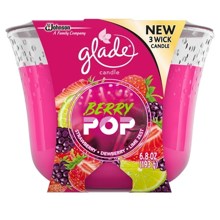- Glade 3 Wick Candle Air Freshener, Berry Pop, 6.8 oz