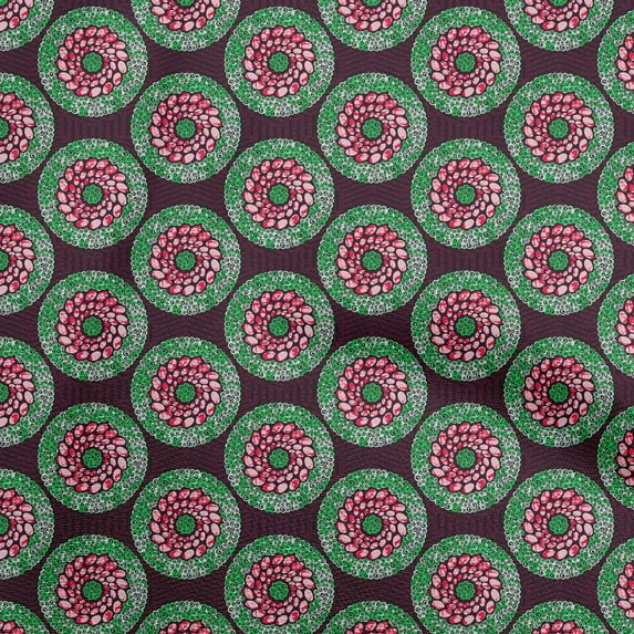oneOone Viscose Jersey Green Fabric Asian Mandala Craft Projects Decor Fabric Printed By The Yard 60 Inch Wide