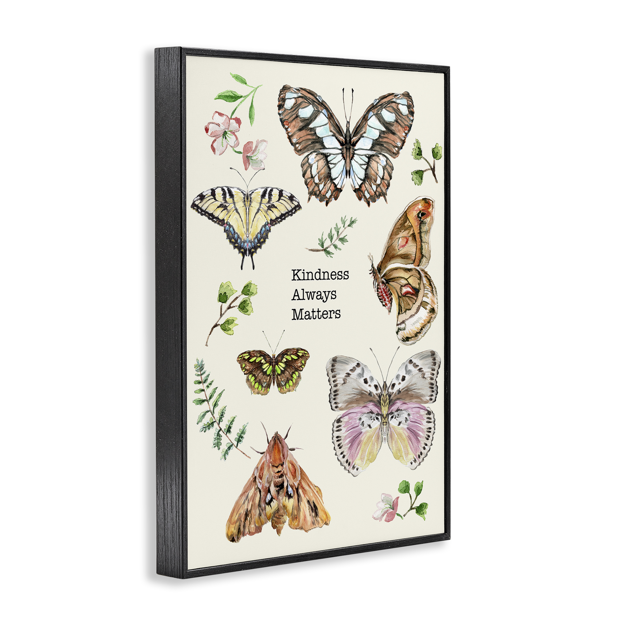 Stupell Industries Kindness Matters Insects Animals & Insects Painting Black Framed Art Print Wall Art, 16 x 24