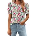 thumbnail image 2 of Axiiglly Floral Tops for Women Crew Neck Summer Shirts Short Sleeve Fashion Shirts Loose Casual Going Out Tops, 2 of 7