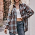 thumbnail image 4 of Jsaierl Women's Button Down Flannel Shirts Plaid Shacket Long Sleeve Collared Business Casual Tops Work Blouses, 4 of 7