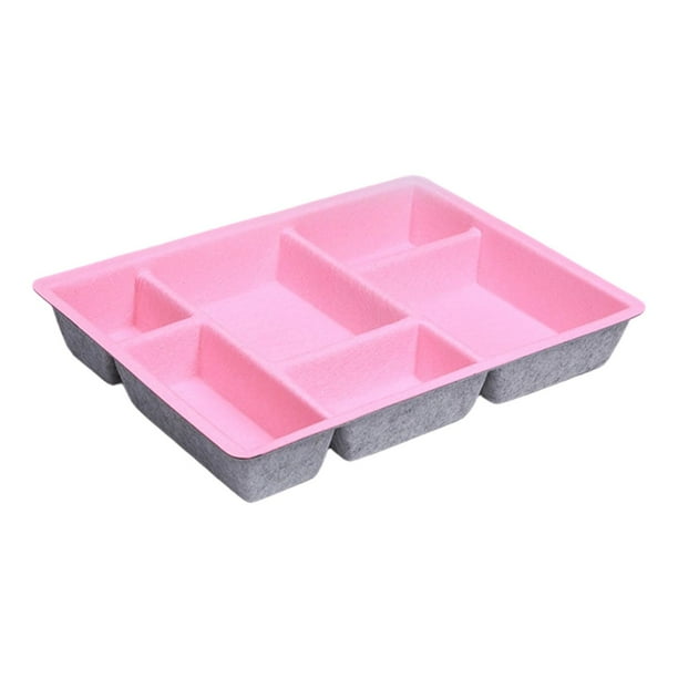 Organizador de cajones de fieltro, bandeja, organizadores de escritorio, caja de almacenamiento multiusos, contenedores de almacenamiento Rosa Gris