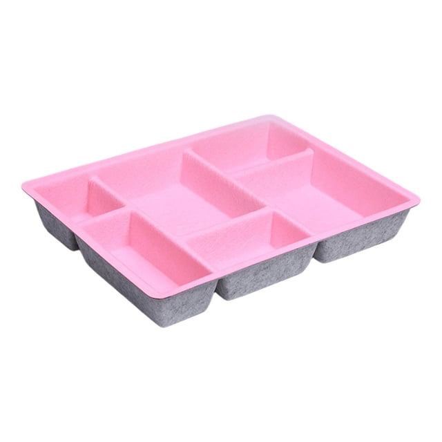 Organizador de cajones de fieltro, bandeja, organizadores de escritorio, caja de almacenamiento multiusos, contenedores de almacenamiento Rosa Gris