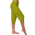 thumbnail image 2 of Women's High Waisted Yoga Capris with Pockets, Soft Loose Fit Flare Workout Pants, Tummy Control Compression, Breathable Polyester Blend for Running, Gym, Hiking, | TruBelle,Army Green L, 2 of 7