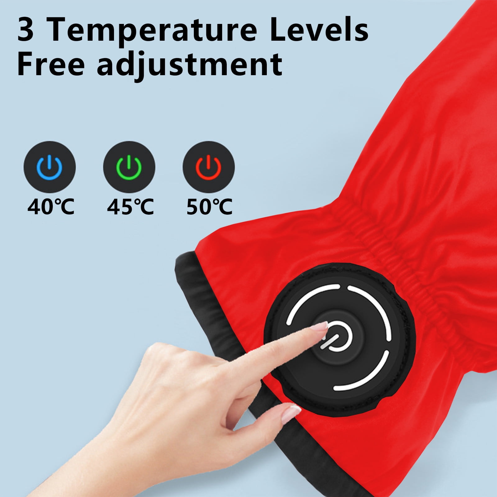 Heated Mittens for Winter - 3-Speed Temperature Control, Waterproof Touchscreen Gloves, Rechargeable Battery, Outdoor Cycling/Skiing Warm Gloves (1 Pair)
