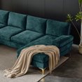 thumbnail image 3 of Triple Tree Chenille U Shaped Double Chaise Modular Sofa, Green, 3 of 9