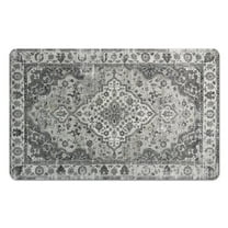 Chic Vintage Bathroom Runner Rug in Gray, Non-Slip, Soft, 20x32 in, Oriental Kitchen Rug, Machine Washable, Perfect for Bedrooms, Hallways, Kids Room, Decorated with Traditional Tribal Floral Design