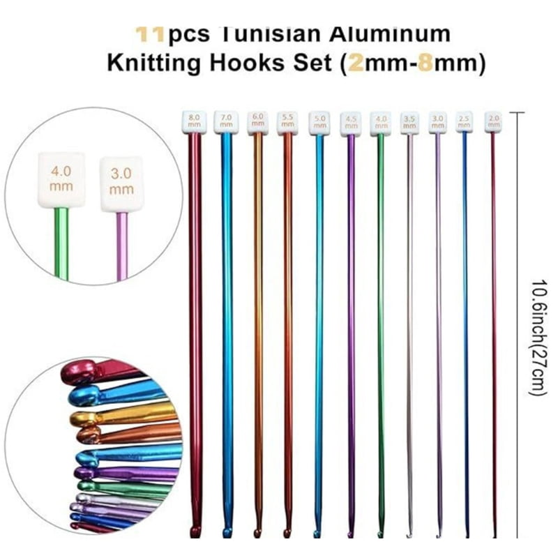 Zecic 12 Wood Tunisian Crochet Hook with Cable 11 Long Aluminum Afghan Hook Needle Set