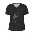 thumbnail image 4 of Wancir Women's V Neck T Shirts Casual Rolled Short Sleeve Side Split Summer Tops Loose Fit, 4 of 4