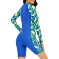 thumbnail image 2 of Womens Boyleg One Piece Rashguard Padded Swimsuit UPF 50 Front Zip Surf Wetsuit, 2 of 5