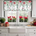 thumbnail image 2 of Valentine's Day Valance Curtain for Windows Red Roses Hearts Green Eucalyptus Leaves Rod Pocket Curtain Valances Short Window Treatments Panels for Kitchen Bathroom Laundry Room Basement 42 x 12 Inch, 2 of 9