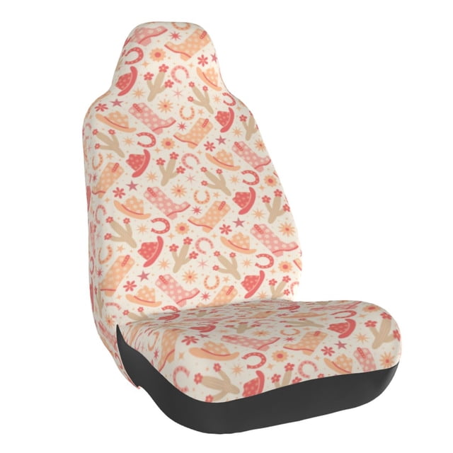 Wukai Cowgirl Boots 4 Full Set Car Seat Covers with Soft Padding Universal Auto Front Seats Protector and Cushion Mat