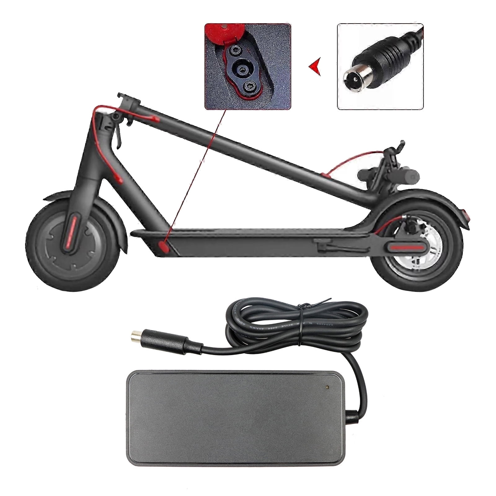 Original M365 Electric Scooter Charger, 42V 2A Power Adapter with US Plug, Over-Current & Over-Voltage Protection, LED Indicator Power Supply