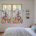 thumbnail image 3 of Easter Bunny Tier Curtains 54 Inch Length, Colorful Eggs Spring Tulips Flower Blue Stripes Cafe Short Curtains for Bathroom Sink, Small Kitchen Curtain Light Filtering Drapes 2 Panels 27.5"Wx54"L, 3 of 8