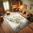 thumbnail image 3 of Ambesonne Leafy Art Decorative Rug Carpet, Marble Look Leafy Stripes, 2' 2" x 3' 7", Ivory Dark Mustard Grey, 3 of 5