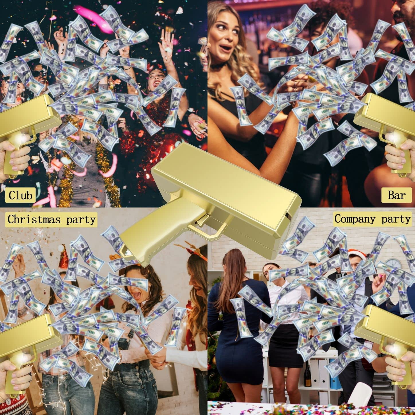 Gold Money Guns Shooter, Super Money Gun Make it Rain Toy Gun, Handheld Spary Cash Gun for Game Movies Party Supplies(Golden)