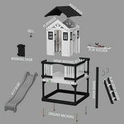 Backyard Discovery Sweetwater Heights White Cedar Wooden Elevated Playhouse, Slide