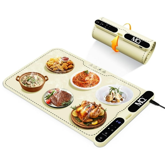 Warming Mat for Food, Electric Food Warming Tray (23.6"x15"), Full Surface Fast Heating Food Warmer for Countertop, Auto Shut-Off -Versatile Chafing Dishes for Parties Home Travel