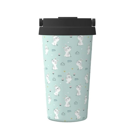 

Tebeau Playing Rabbit Print Travel Coffee Mug Insulated Coffee Cup with Leakproof Lid Coffee Tumbler Reusable Coffee Cups with Seal Lid