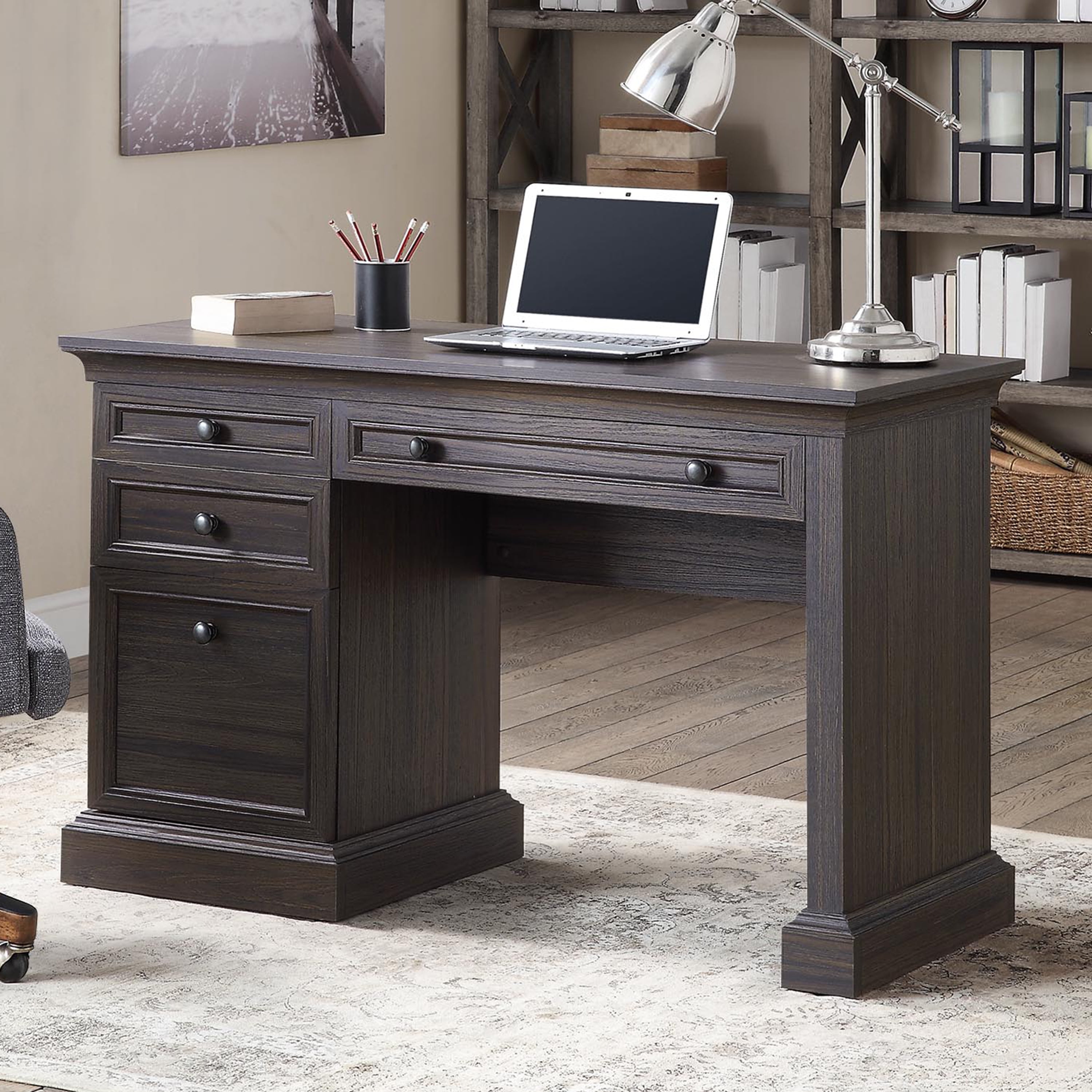 Better Homes & Gardens Canton Executive Writing Desk, Tobacco Oak