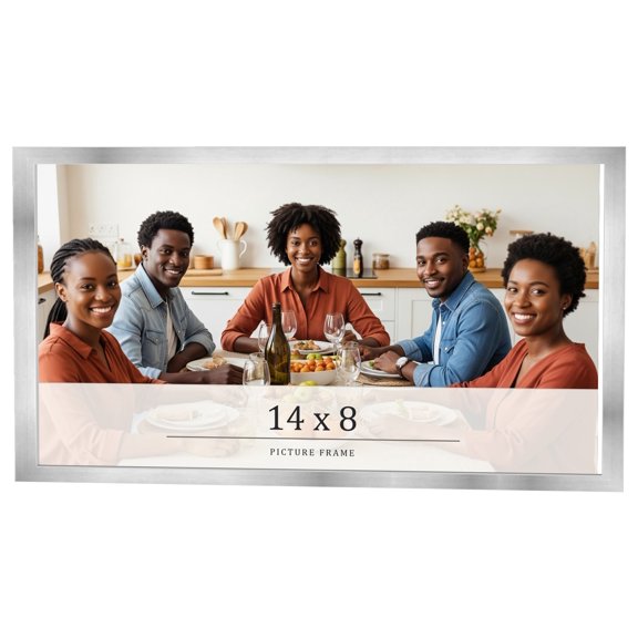 14x8 Frame Silver Real Wood Picture Frame Width 0.75 inches | Interior Frame Depth 0.5 inches |